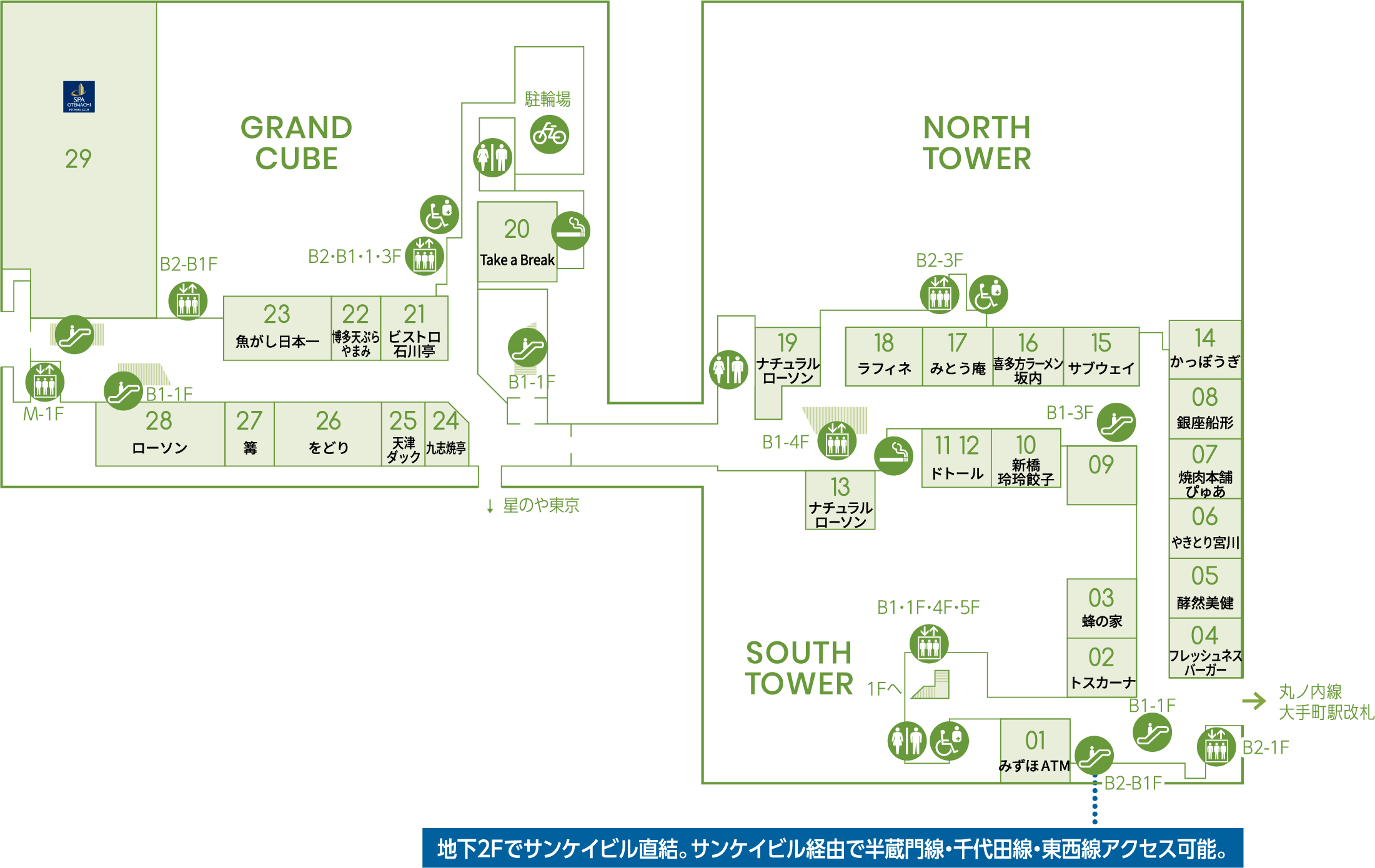 フロアガイド 大手町フィナンシャルシティ ショップ レストラン